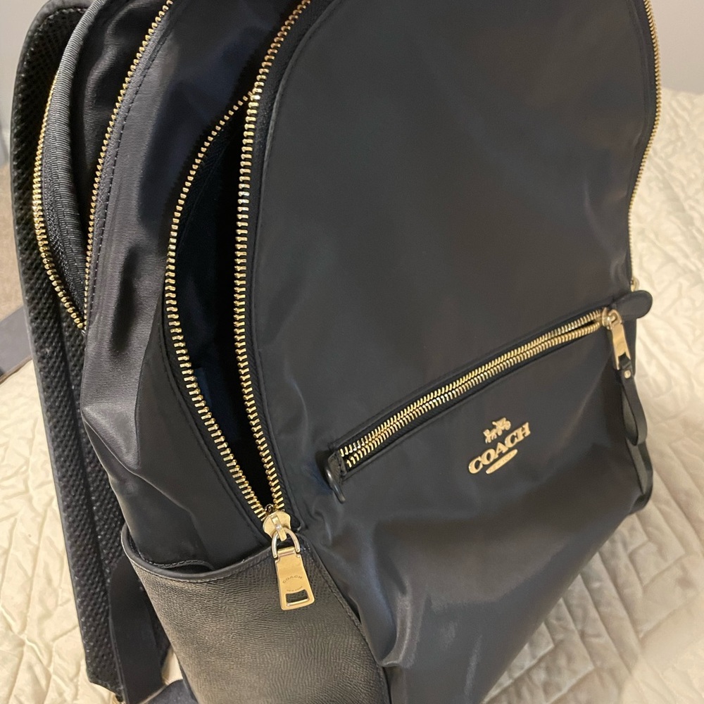 Coach Black Backpack with Gold Accents